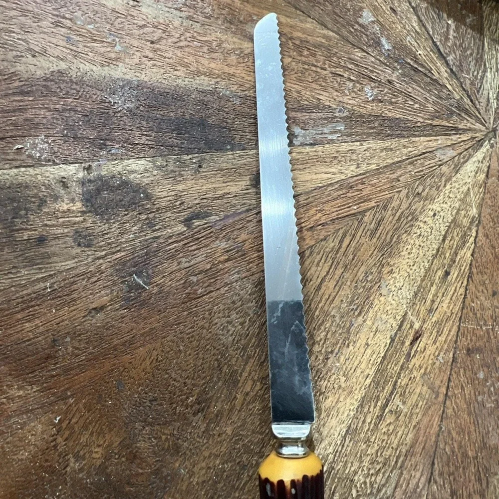 Forgecraft USA Stainless Serrated‎ Knife Faux Stag Antler Handle MCM Farmhouse